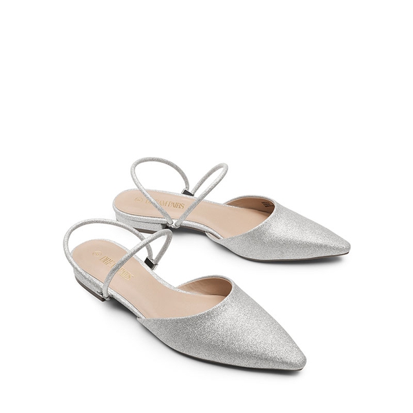 Pointed Toe Two-Way Slip on Mules - SILVER GLITTER - 4